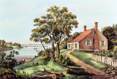 The Birthplace of Washington at Bridges Creek, Westmoreland Co. Va by N. and Ives, J.M. Currier